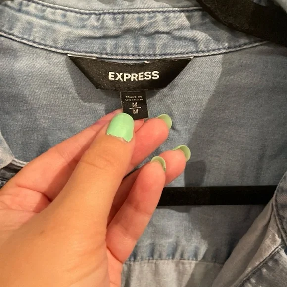 Express Light Blue Denim Shirt - Picture 3 of 4
